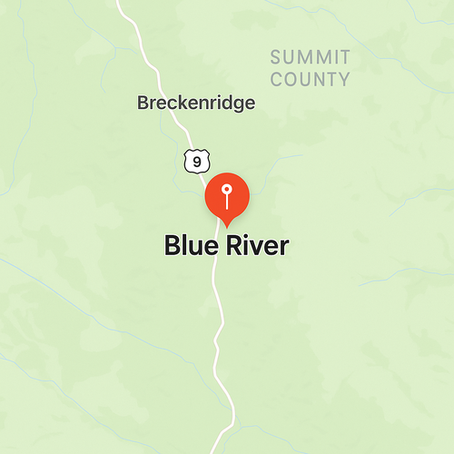 blue river, co on a map