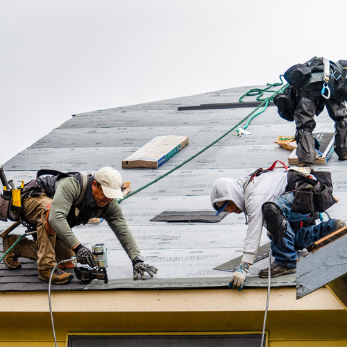 Roofers install a roof.