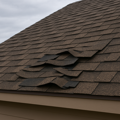 wind damage on a home's roof